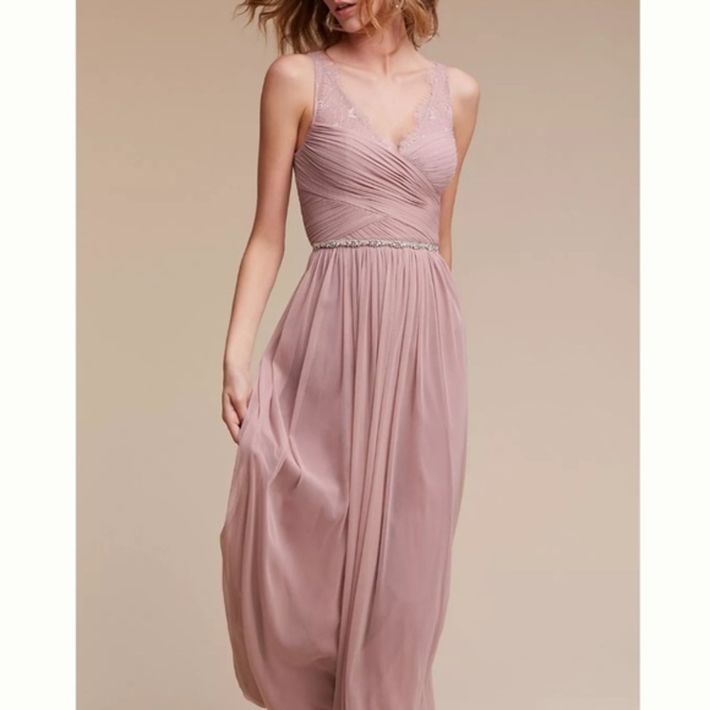 Hitherto Bhldn 12 Fleur Violet Grey Tulle Lace Maxi Gown Dress